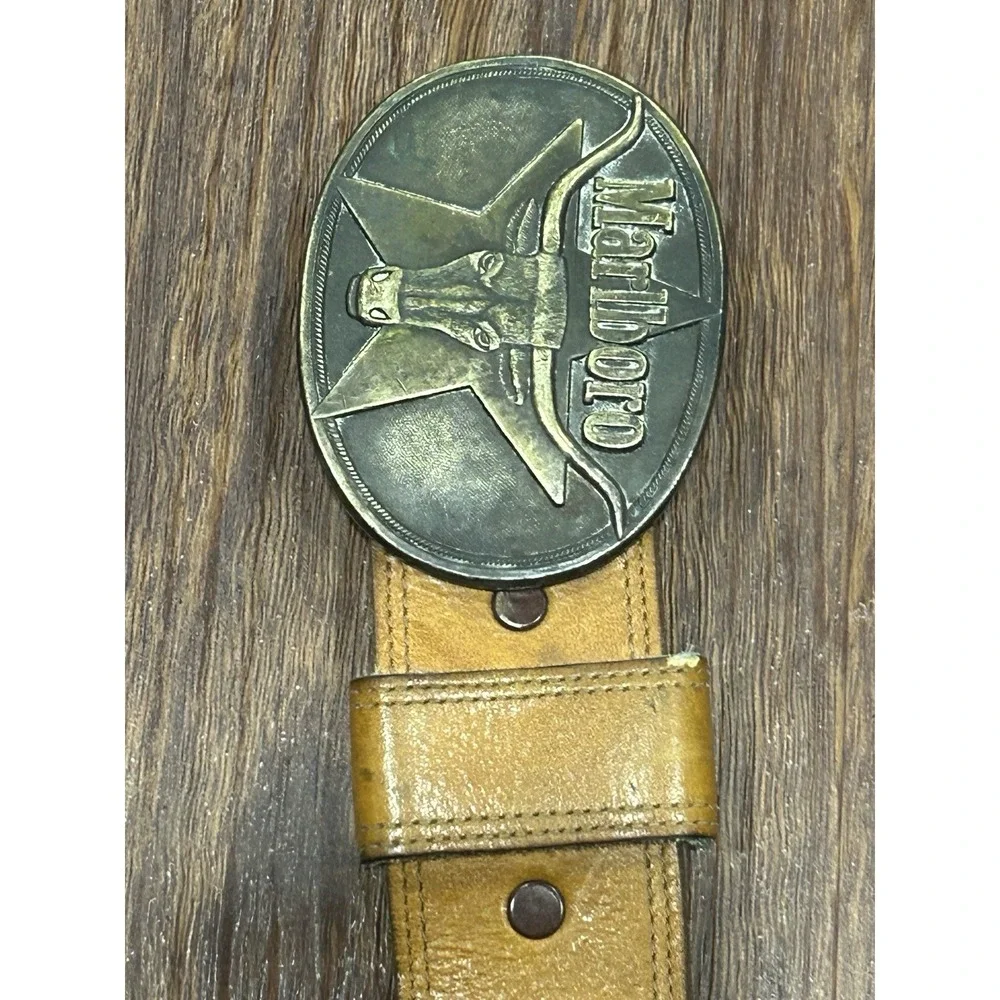 Vintage Marlboro 1987 Belt Buckle Solid Brass Philip Morris, Bechelli Lthr Belt - Picture 16 of 16
